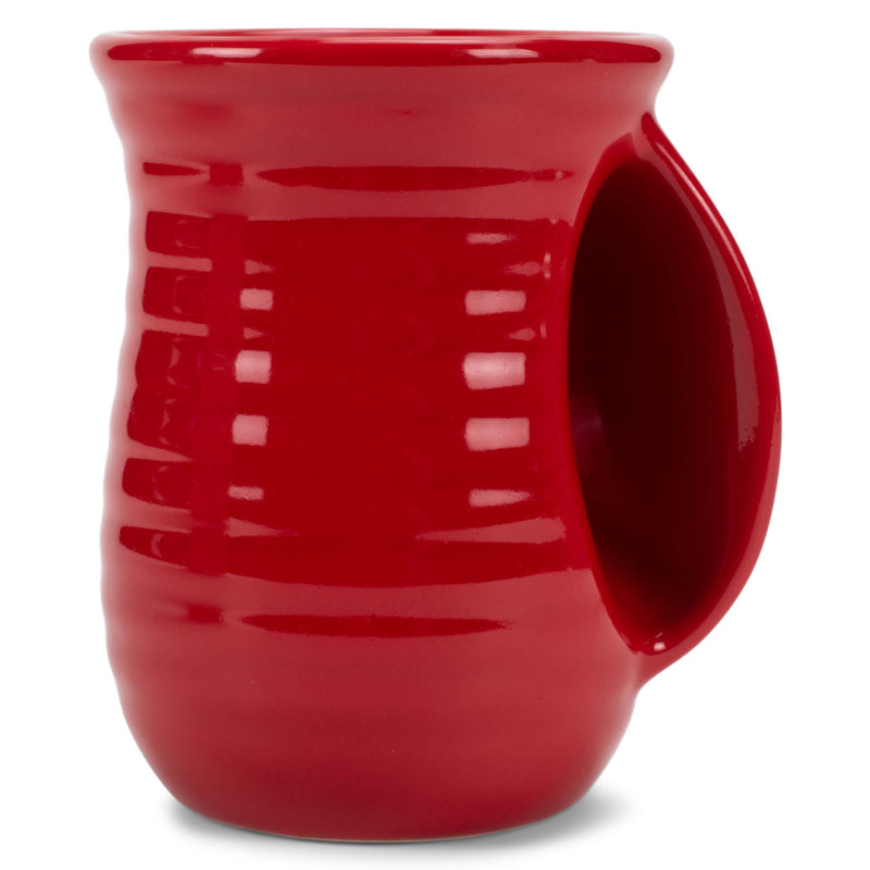 Elanze Designs Ribbed Solid Christmas Red 14 ounce Ceramic Handwarmer Mugs Set of 4