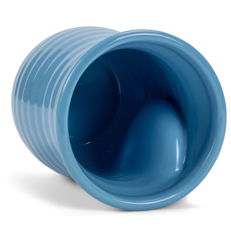 Elanze Designs Ribbed Solid Ice Blue 14 ounce Ceramic Handwarmer Mug