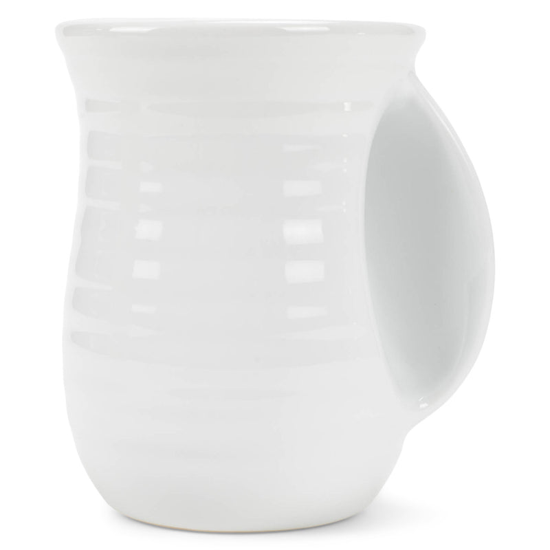 Elanze Designs Ribbed Solid White 14 ounce Ceramic Handwarmer Mug