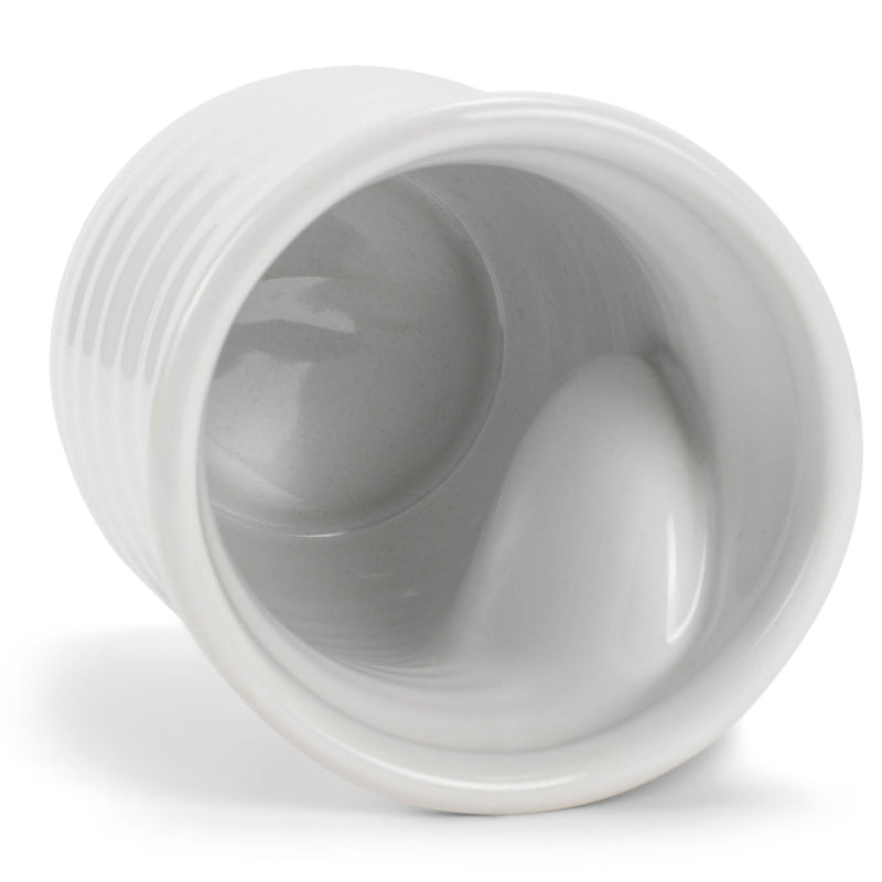 Elanze Designs Ribbed Solid White 14 ounce Ceramic Handwarmer Mugs Set of 4