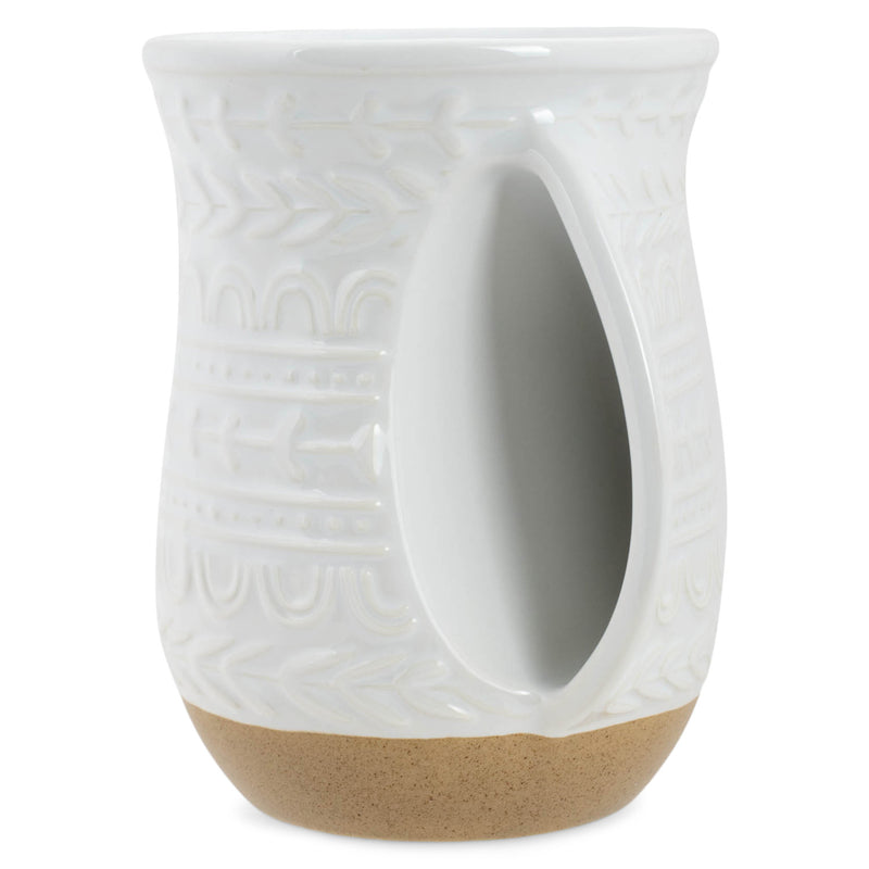 Elanze Designs Cup of Cozy Raw White 14 ounce Ceramic Handwarmer Mugs Set of 4