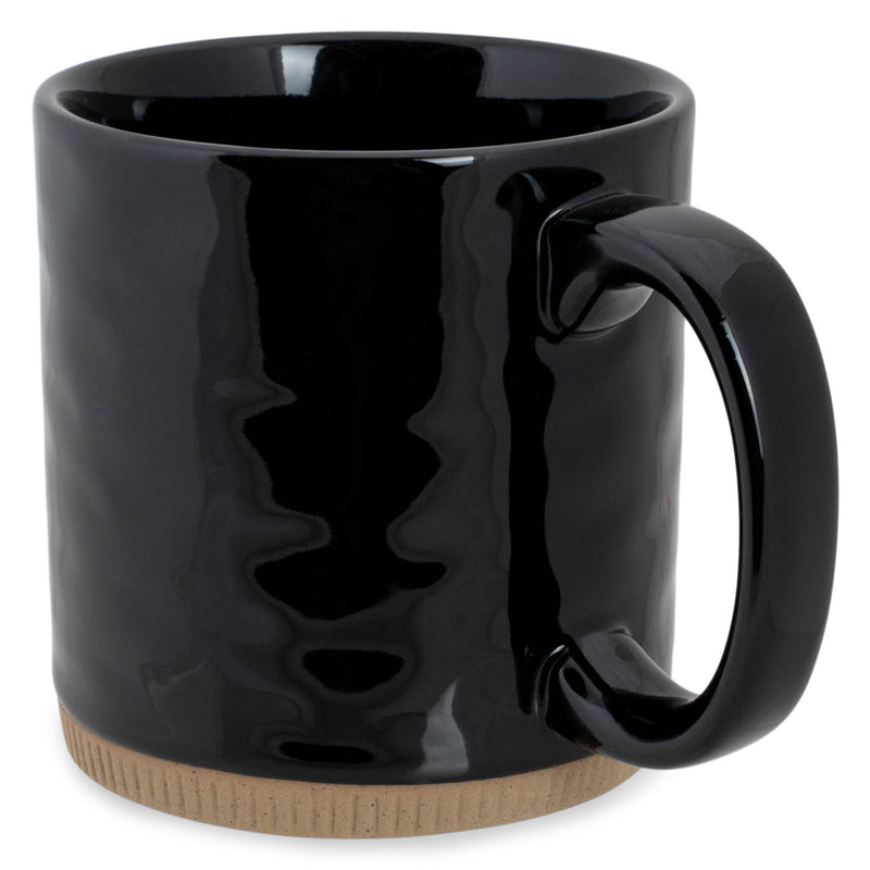 Elanze Designs Solid Black 13 ounce Glossy Ceramic Coffee Mugs Pack of 4