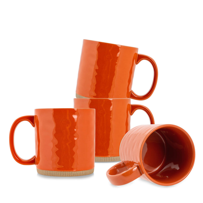 Elanze Designs Solid Burnt Orange 13 ounce Glossy Ceramic Coffee Mugs Pack of 4