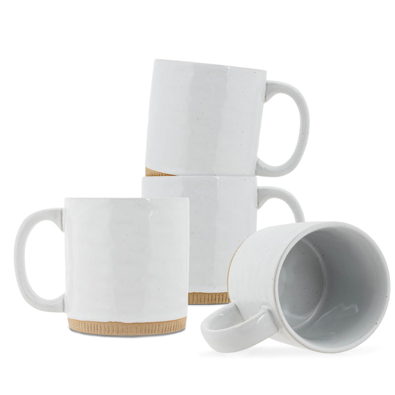Elanze Designs Solid White 13 ounce Glossy Ceramic Coffee Mugs Pack of 4