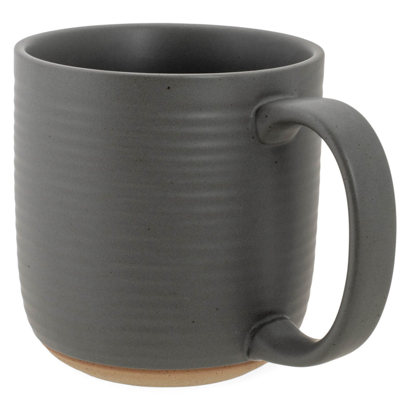 Elanze Designs Ribbed Solid Grey 13 ounce Ceramic Coffee Mugs Pack of 4