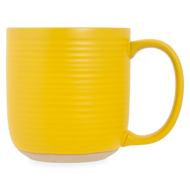 Elanze Designs Ribbed Solid Mustard 13 ounce Ceramic Coffee Mugs Pack of 4