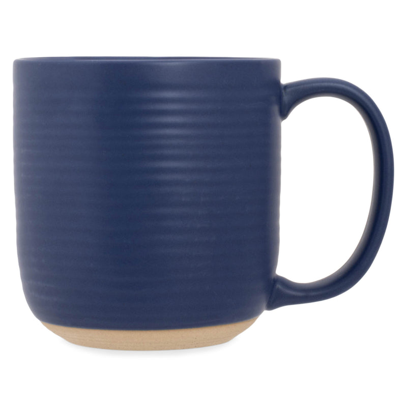Elanze Designs Ribbed Solid Royal Blue 13 ounce Ceramic Coffee Mugs Pack of 4