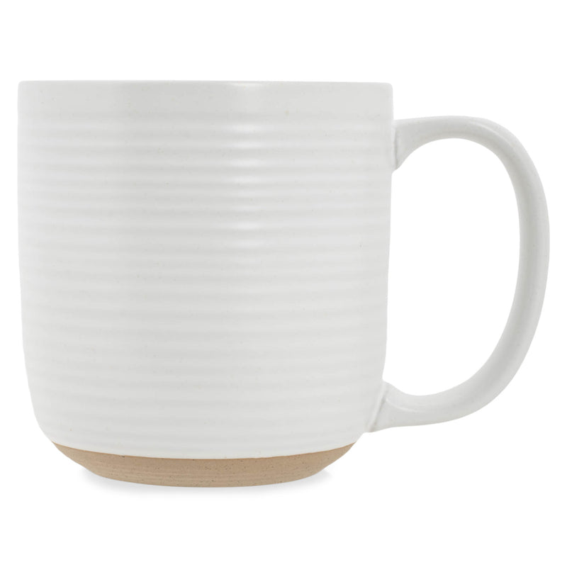 Elanze Designs Ribbed Solid White 13 ounce Ceramic Coffee Mugs Pack of 4
