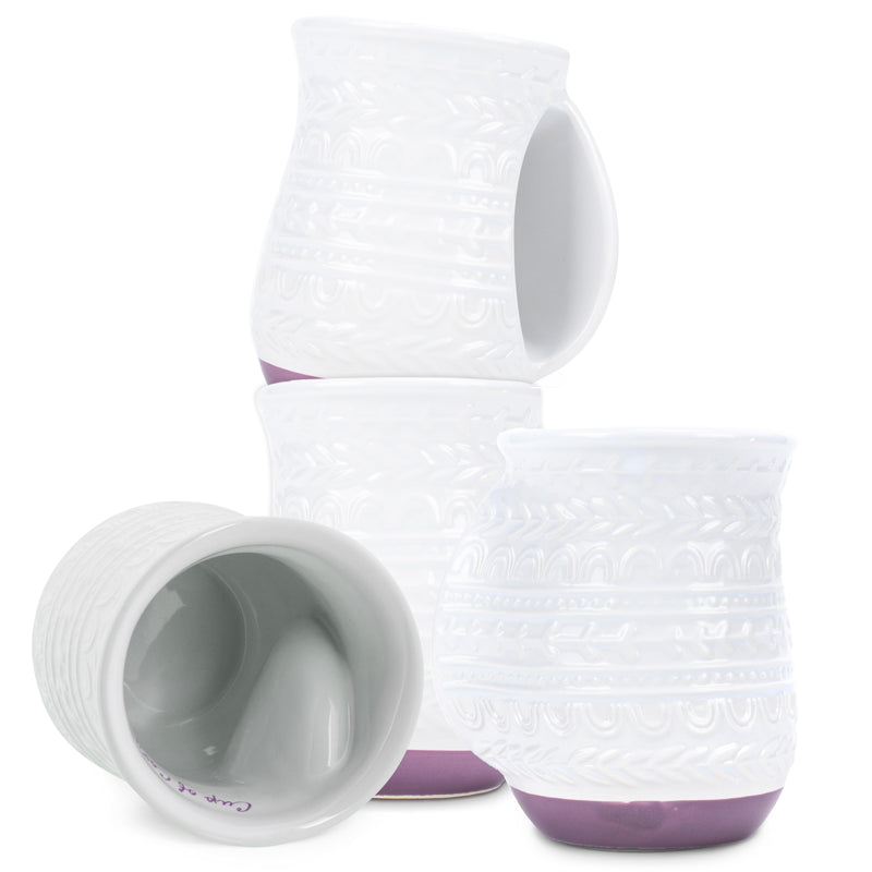 Elanze Designs Cup of Cozy Purple 14 ounce Ceramic Handwarmer Mugs Set of 4