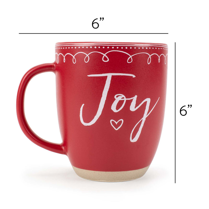 Elanze Designs Joy Raw Clay Bottom Red 13 ounce Ceramic Christmas Coffee Mug