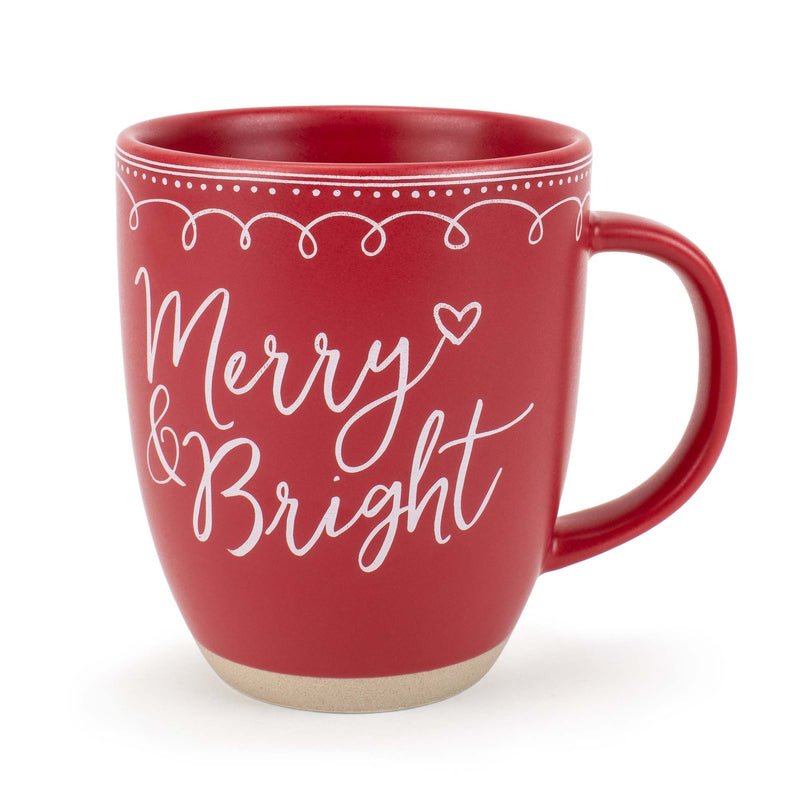 Elanze Designs Merry Raw Clay Bottom Red 13 ounce Ceramic Christmas Coffee Mug