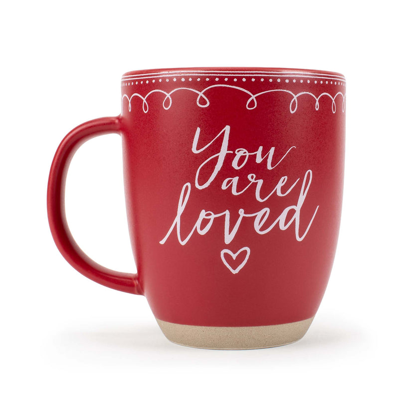 Elanze Designs Loved Raw Clay Bottom Red 13 ounce Ceramic Christmas Coffee Mug
