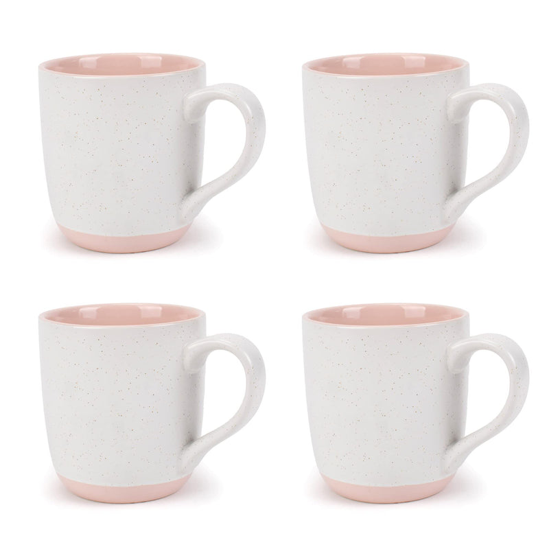 Elanze Designs Typewriter Speckled Pink 13 ounce Ceramic Coffee Mugs Set of 4
