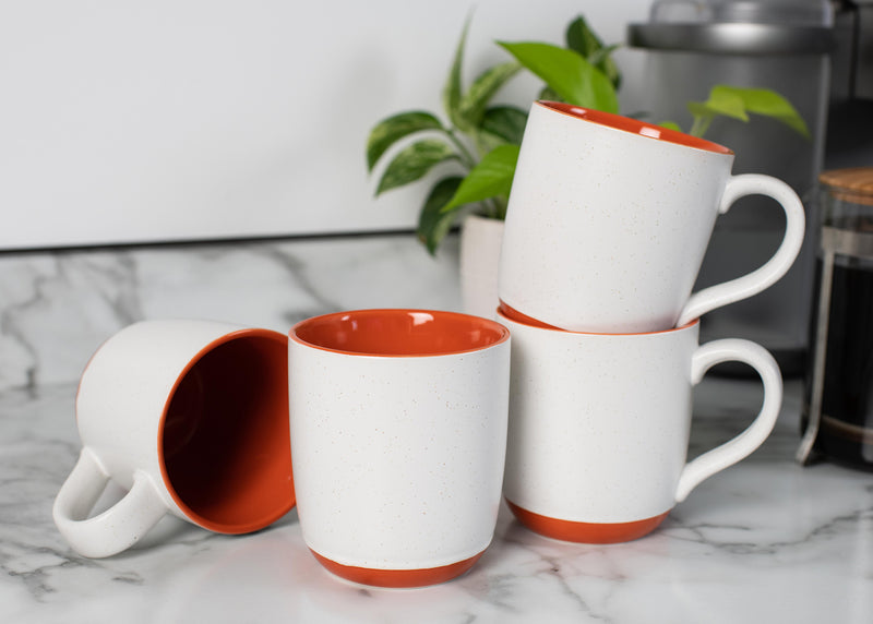 Elanze Designs Typewriter Speckled Orange 13 ounce Ceramic Coffee Mugs Set of 4