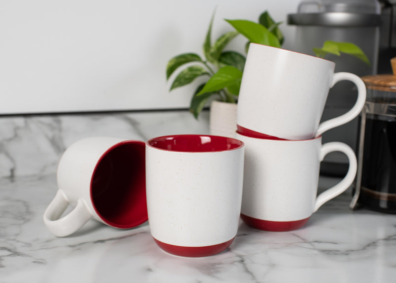 Elanze Designs Typewriter Speckled Red 13 ounce Ceramic Coffee Mugs Set of 4