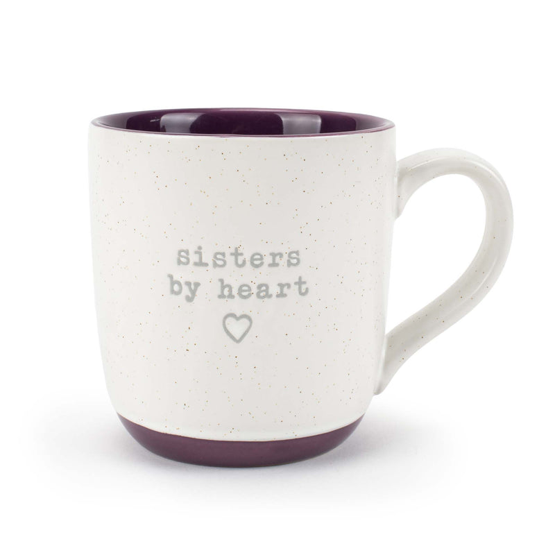 Elanze Designs Sisters By Heart Speckled Purple 13 ounce Ceramic Coffee Mug