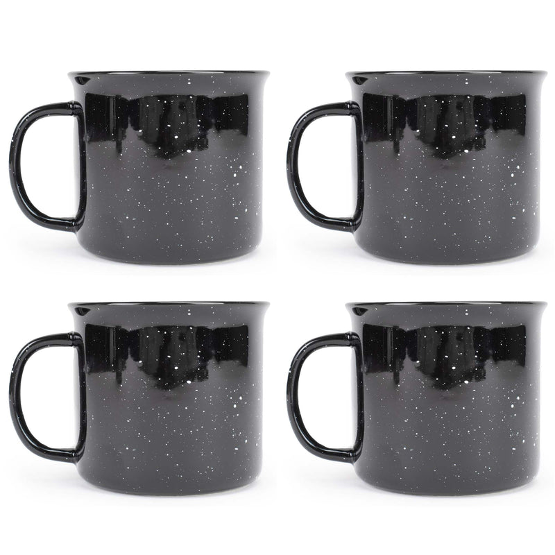 Elanze Designs Speckled Camper Black 13 ounce Ceramic Coffee Mugs Set of 4