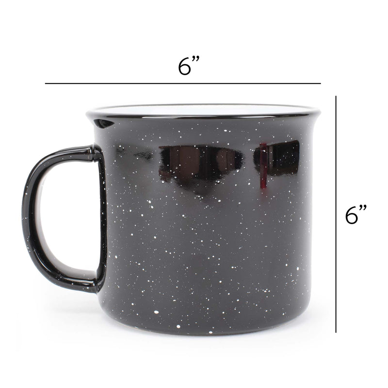 Elanze Designs Speckled Camper Black 13 ounce Ceramic Coffee Mugs Set of 4