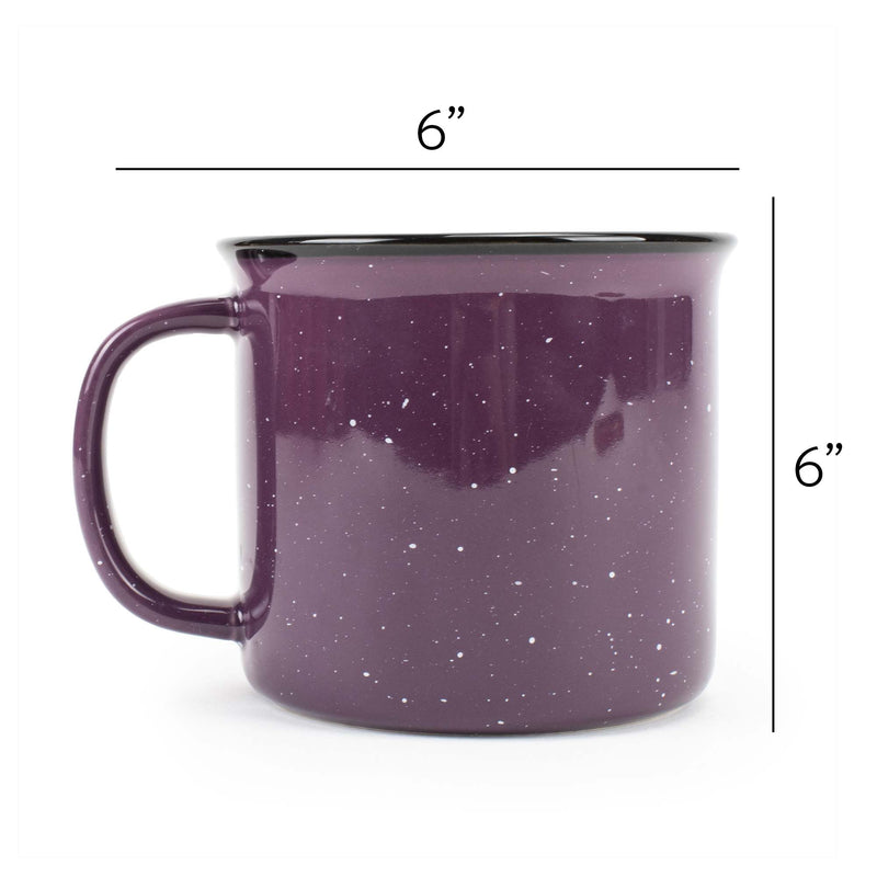 Elanze Designs Speckled Camper Purple 13 ounce Ceramic Coffee Mugs Set of 4
