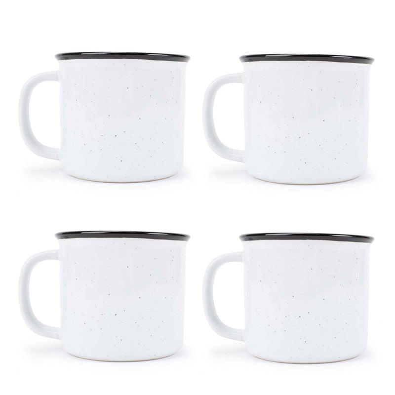 Elanze Designs Speckled Camper White 13 ounce Ceramic Coffee Mugs Set of 4