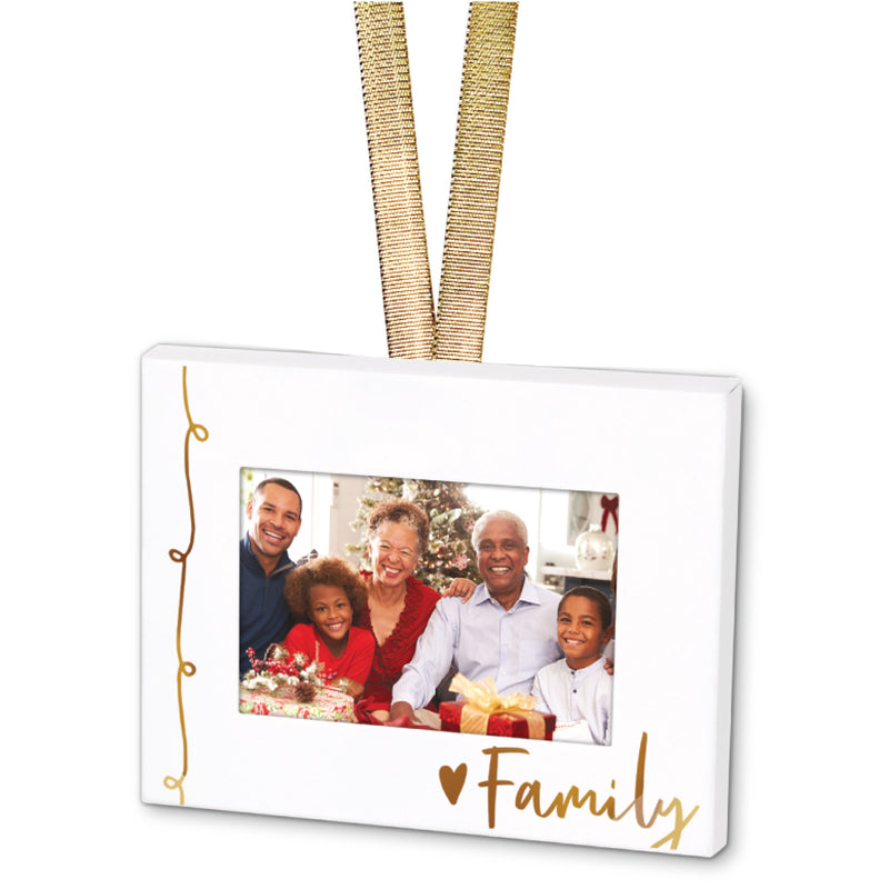 Elanze Designs Family White 4 x 3 Metal Mini Picture Frame Christmas Ornament