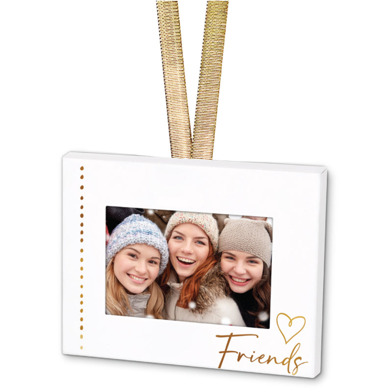 Elanze Designs Friends White 4 x 3 Metal Mini Picture Frame Christmas Ornament