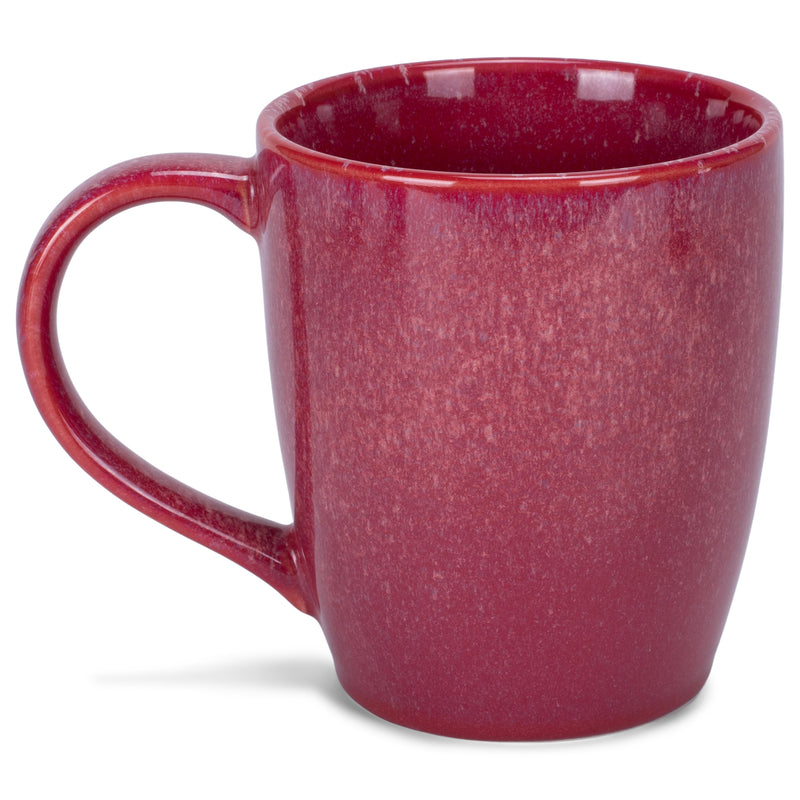 Elanze Designs Reactive 17 ounce Ceramic Curved Body Mugs Set of 4, Maraschino Red