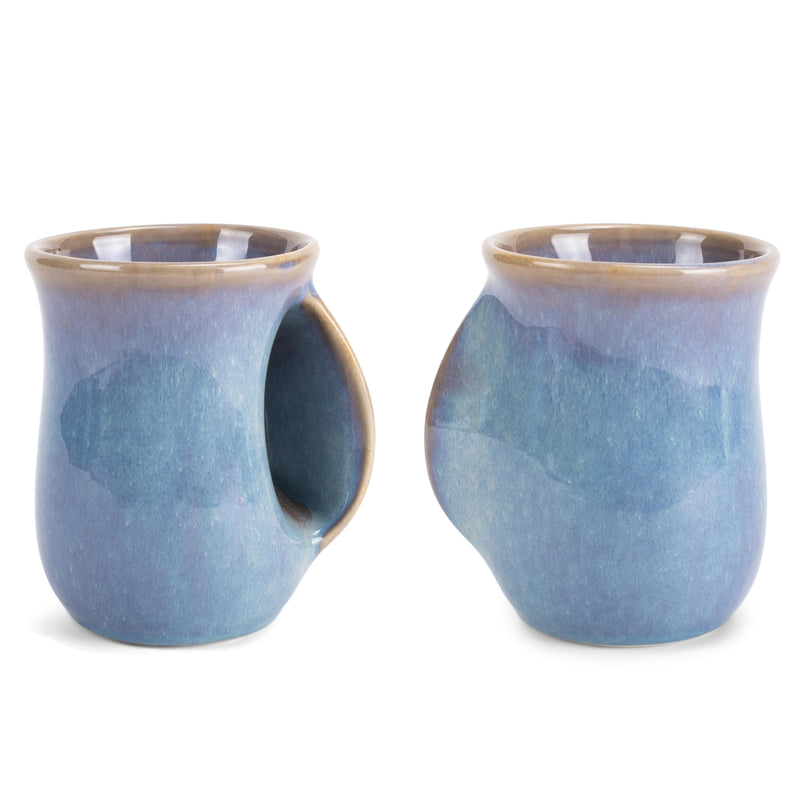 Elanze Designs Reactive 14 ounce Ceramic Handwarmer Mugs Set of 2, Ocean Sunrise