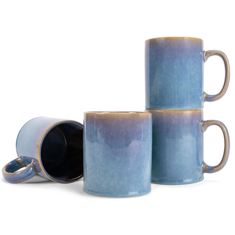 Elanze Designs Reactive 17 ounce Ceramic Straight Body Mugs Set of 4, Ocean Sunrise