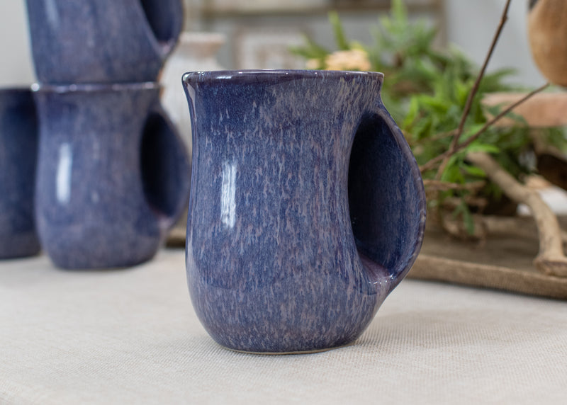 Elanze Designs Reactive 14 ounce Ceramic Handwarmer Mugs Set of 2, Midnight Purple