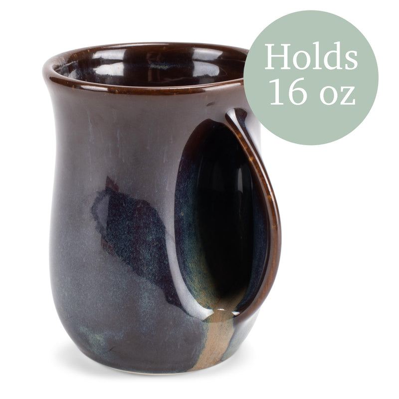 Elanze Designs Reactive 14 ounce Ceramic Handwarmer Mugs Set of 2, Cascade Brown