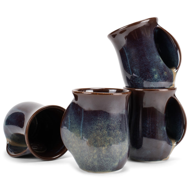 Elanze Designs Reactive 14 ounce Ceramic Handwarmer Mugs Set of 4, Cascade Brown