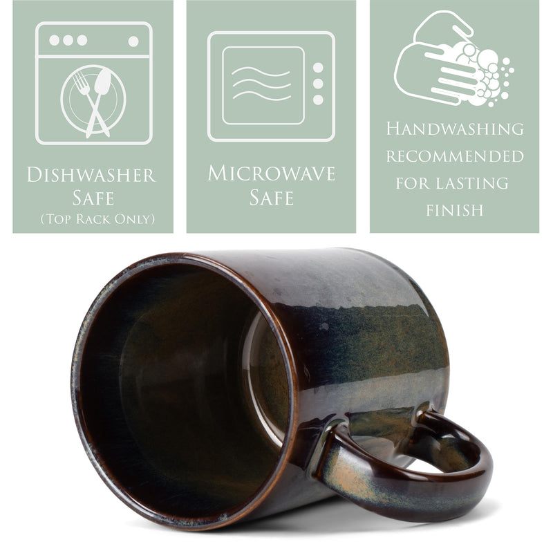 Elanze Designs Reactive 17 ounce Ceramic Straight Body Mugs Set of 4, Cascade Brown