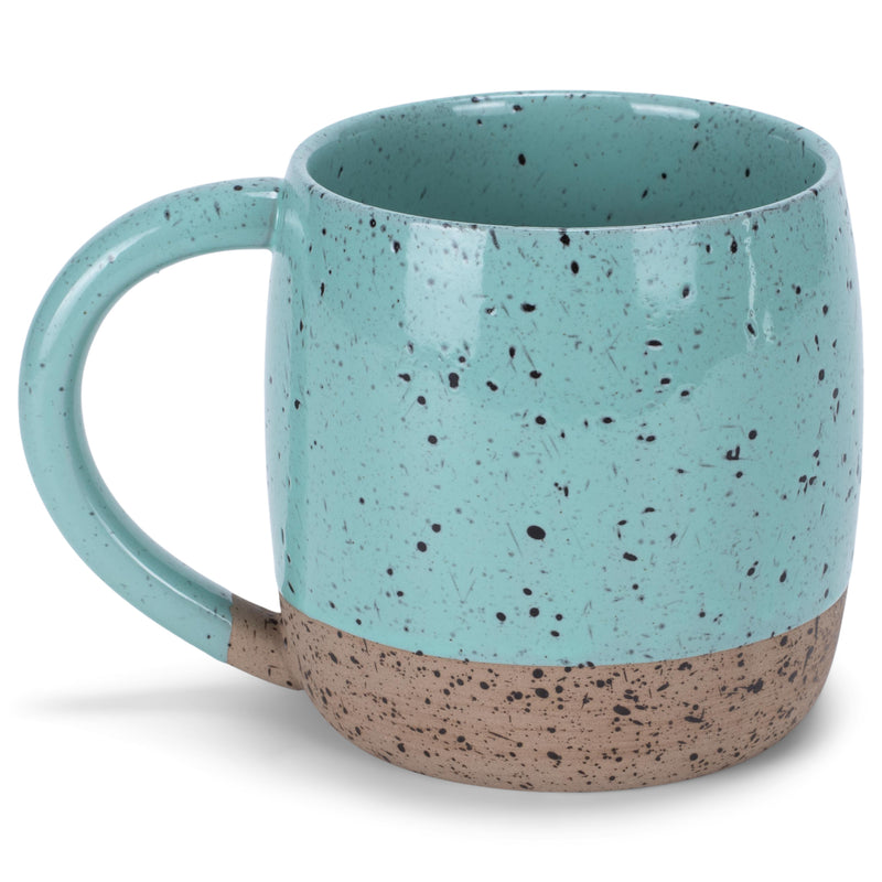 Elanze Designs Speckled Raw Bottom 17 ounce Ceramic Mugs Pack of 2, Mint Green