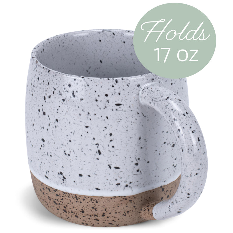 Elanze Designs Speckled Raw Bottom 17 ounce Ceramic Mugs Pack of 2, White