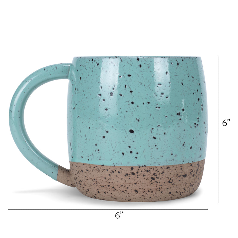 Elanze Designs Speckled Raw Bottom 17 ounce Ceramic Mugs Pack of 4, Mint Green