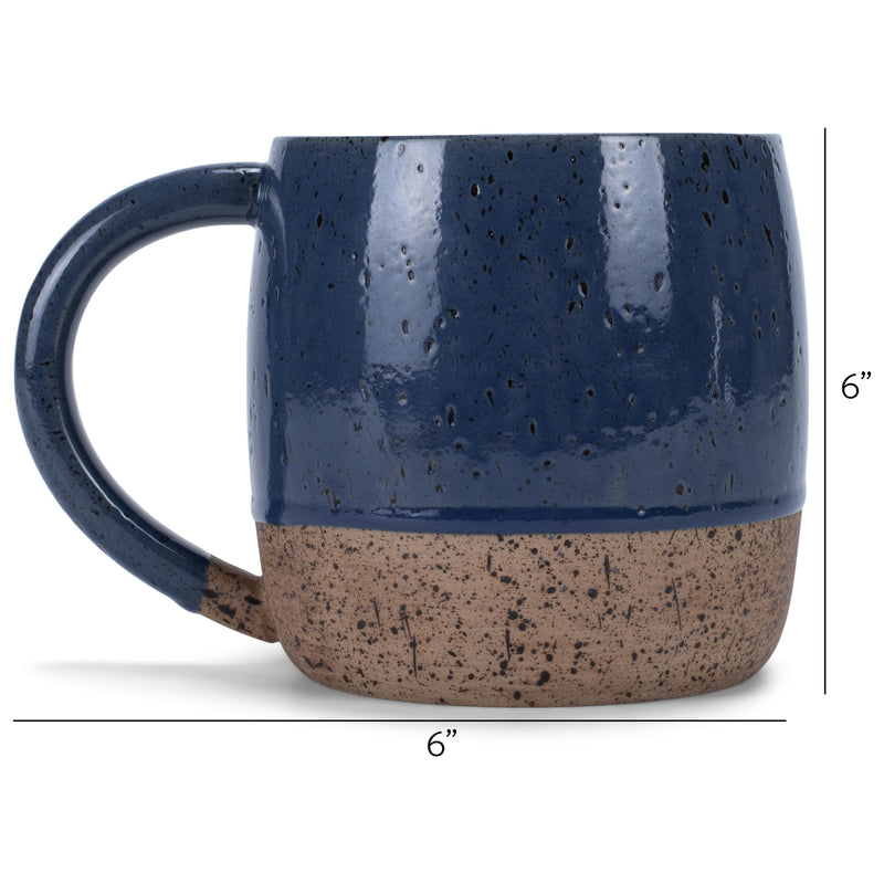 Elanze Designs Speckled Raw Bottom 17 ounce Ceramic Mugs Pack of 4, Navy Blue