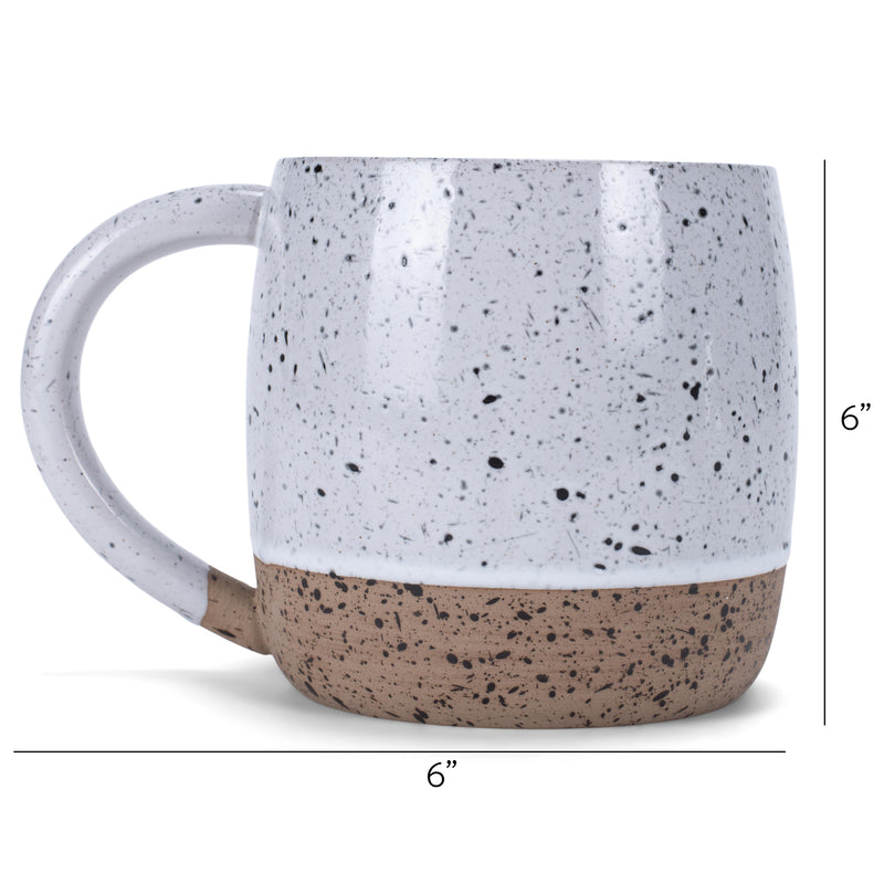 Elanze Designs Speckled Raw Bottom 17 ounce Ceramic Mugs Pack of 4, White