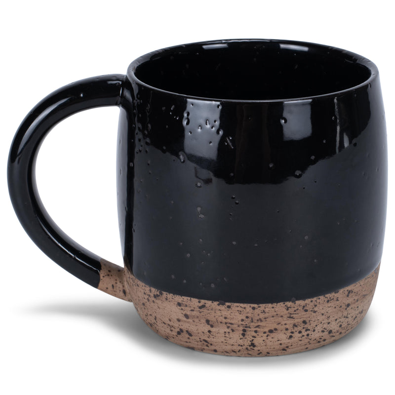 Elanze Designs Speckled Raw Bottom 17 ounce Ceramic Mugs Pack of 4, Black
