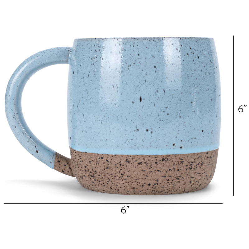 Elanze Designs Speckled Raw Bottom 17 ounce Ceramic Mugs Pack of 4, Ice Blue