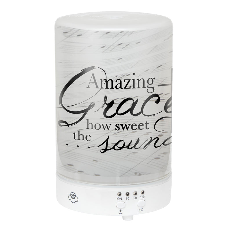 Amazing Grace How Sweet the Sound Frosted Glass 8 Color LED Light Essential Oil Diffuser