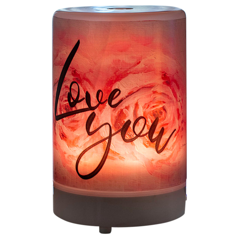 Love You 8 Colored LED Light 5.75 x 3.5 Frosted Glass Essential Oil Diffuser