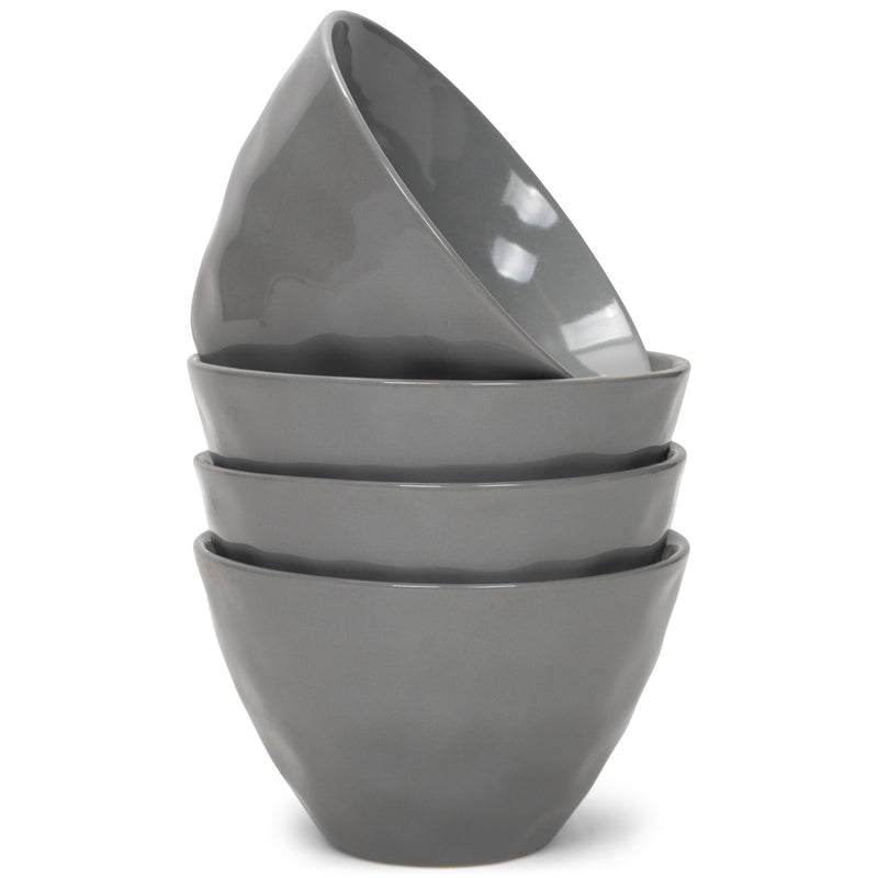 Elanze Designs Dimpled Ceramic 5.5 inch Contemporary Serving Bowls Set of 4, Charcoal Grey