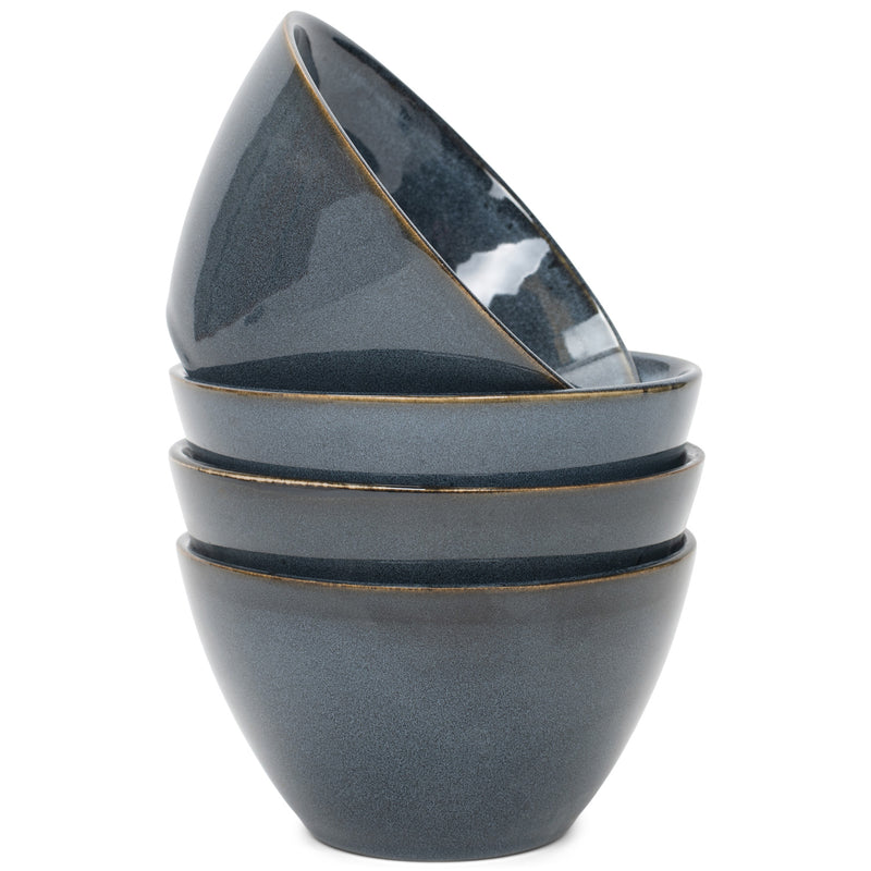 Elanze Designs Slant Side Glossy Ceramic 6.5 inch Contemporary Serving Bowl, Navy Blue