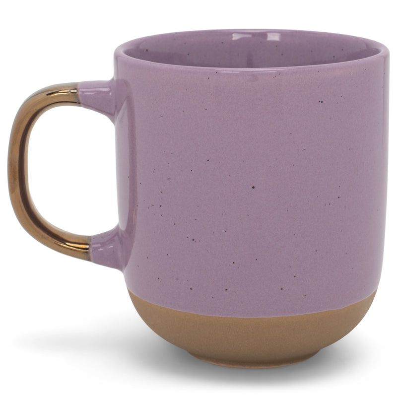 Elanze Designs Speckled 16 ounce Ceramic Mugs With Metallic Handle Set of 4, Purple