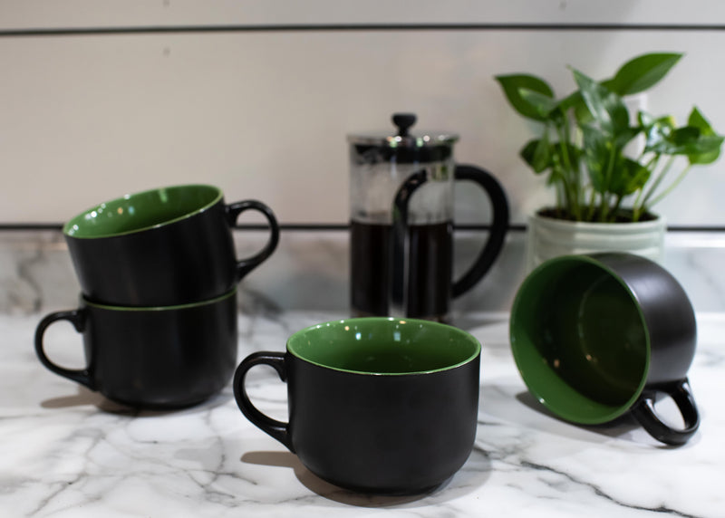 Elanze Designs Large Color Pop 24 ounce Ceramic Jumbo Soup Mugs Set of 4, Cobalt Blue