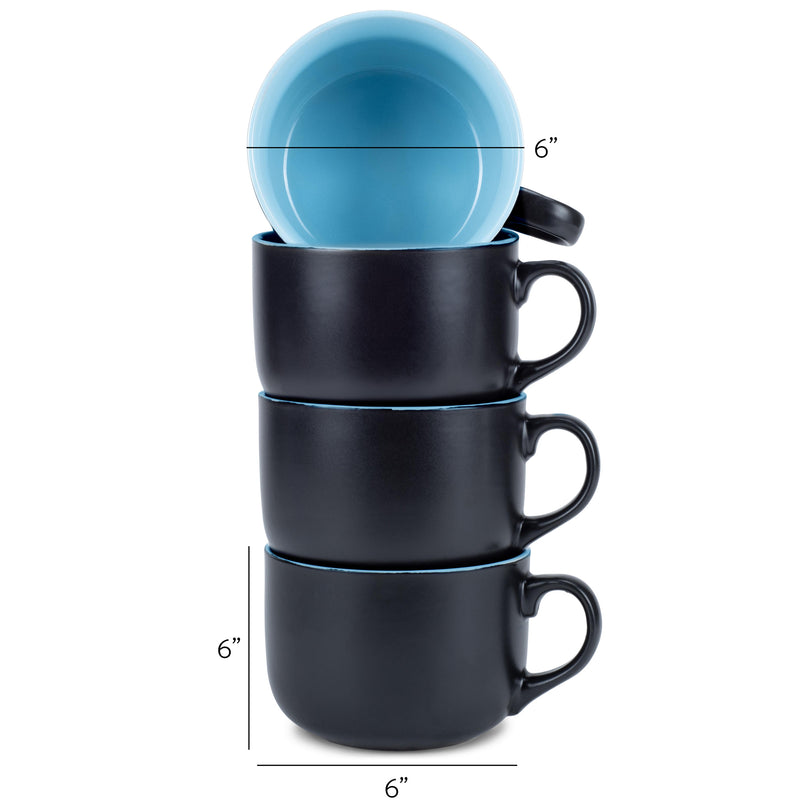 Elanze Designs Large Color Pop 24 ounce Ceramic Jumbo Soup Mugs Set of 4, Orange