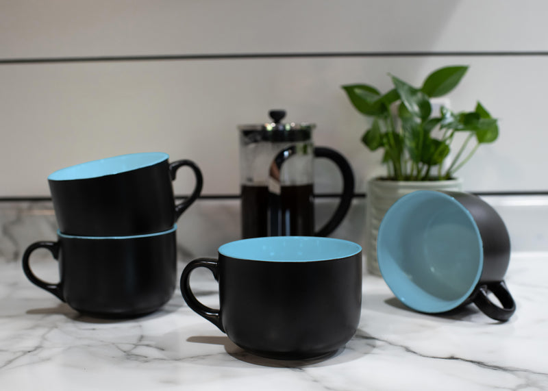 Elanze Designs Large Color Pop 24 ounce Ceramic Jumbo Soup Mugs Set of 4, Orange