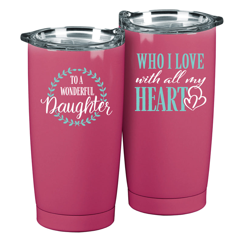 Wonderful Daughter Pink 10 x 3 x 3 Stainless Steel 20 Ounce Travel Mug With Lid