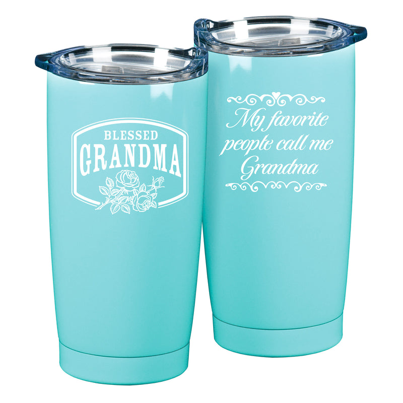 Blessed Grandma  Teal  10 x 3 x 3 Stainless Steel 20 Ounce Travel Mug With Lid